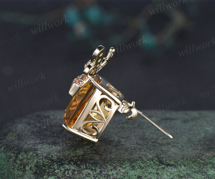 Cushion citrine bumblebee brooch pave moissanites pink tourmalines lapel pins cute bee brooch jewelry gifts for women