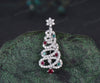 Christmas Tree Brooch Round Ruby Emerald Lapel Pin Pave Moissanie Jewelry Xmas Gift for Women
