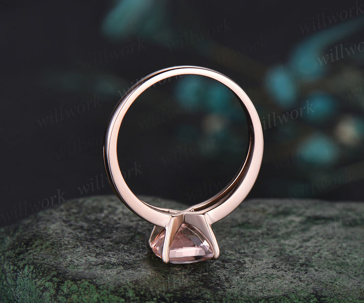14k rose gold Cushion Cut Morganite Engagement Ring pink jewelry Unique Ring For Her
