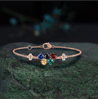 Olympic Inspired Bracelet Sterling Silver Multi-Colored Gemstone Friendship Bracelets Birthstone Bracelet for Family/Best Friend