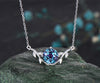 Unique Round Cut June Birthstone Alexandrite Necklace Art Deco Leaf Vine Twig Branch Nature Inspired Pendant Minimalist Solitaire Necklace