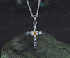 Dainty cross citrine pendant necklace marquise alexandrite deco sun cross necklace sterling silver white gold charm