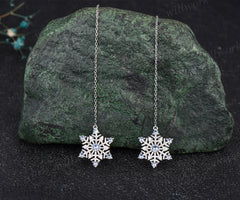 Christmas Snowflake Earrings Christmas Atmosphere Jewelry blue topaz with perfect 925 sterling silver Christmas Eve Jewelry Gifts for her