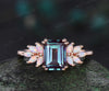 Emerald cut alexandrite ring cluster marquise opal ring women 14k rose gold unique Engagement Ring dainty promise ring her