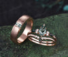 Captivating Moss Agate Kite Ring Set | Refined baguette Moss Agate Men's Ring 14K rose gold couple set jewellery Perfect for Valentine's Day Gifts and Thoughtful Presents for Her