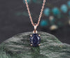 Unique Galaxy Oval Cut Blue Sandstone Necklace Art Deco Healing Blue Gemstone Solitaire Pendant 14k Rose Gold Starry Sky Necklace Birthday Promise Anniversary Necklace Jewelry Gift