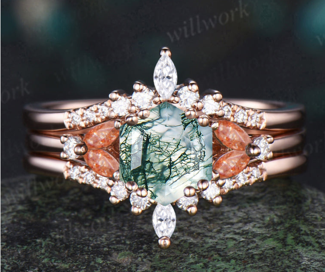 Custom order for Andre Gonzalez(7 payment plans, 3pc ring set, 18k rose gold, ring size 6.5)