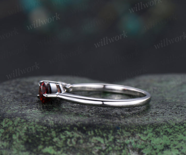 Each to west pear garnet ring dainty three stone opal engagement ring minimalist garnet ring for women jewelry gifts