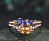 Oval citrine engagement ring set moissanite crystal cluster ring sapphire citrine stacking ring unique bridal set