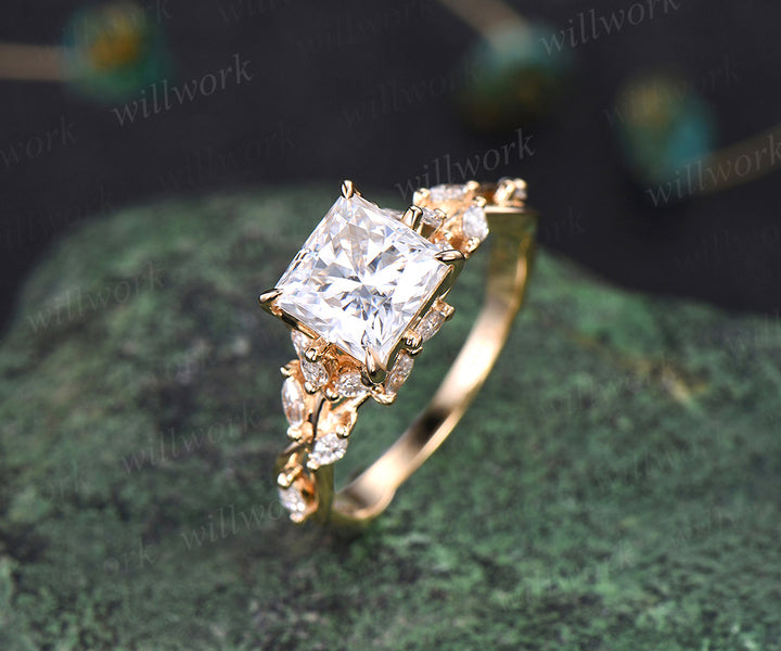 Vintage princess cut moissanite ring marquise floral cluster ring infinity twisted band wedding ring birthday anniversary gifts for her