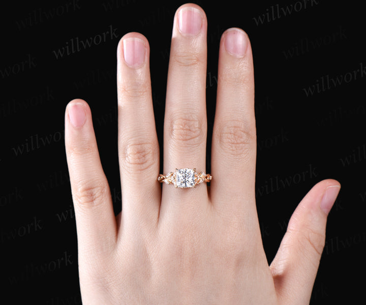 Vintage princess cut moissanite ring marquise floral cluster ring infinity twisted band wedding ring birthday anniversary gifts for her