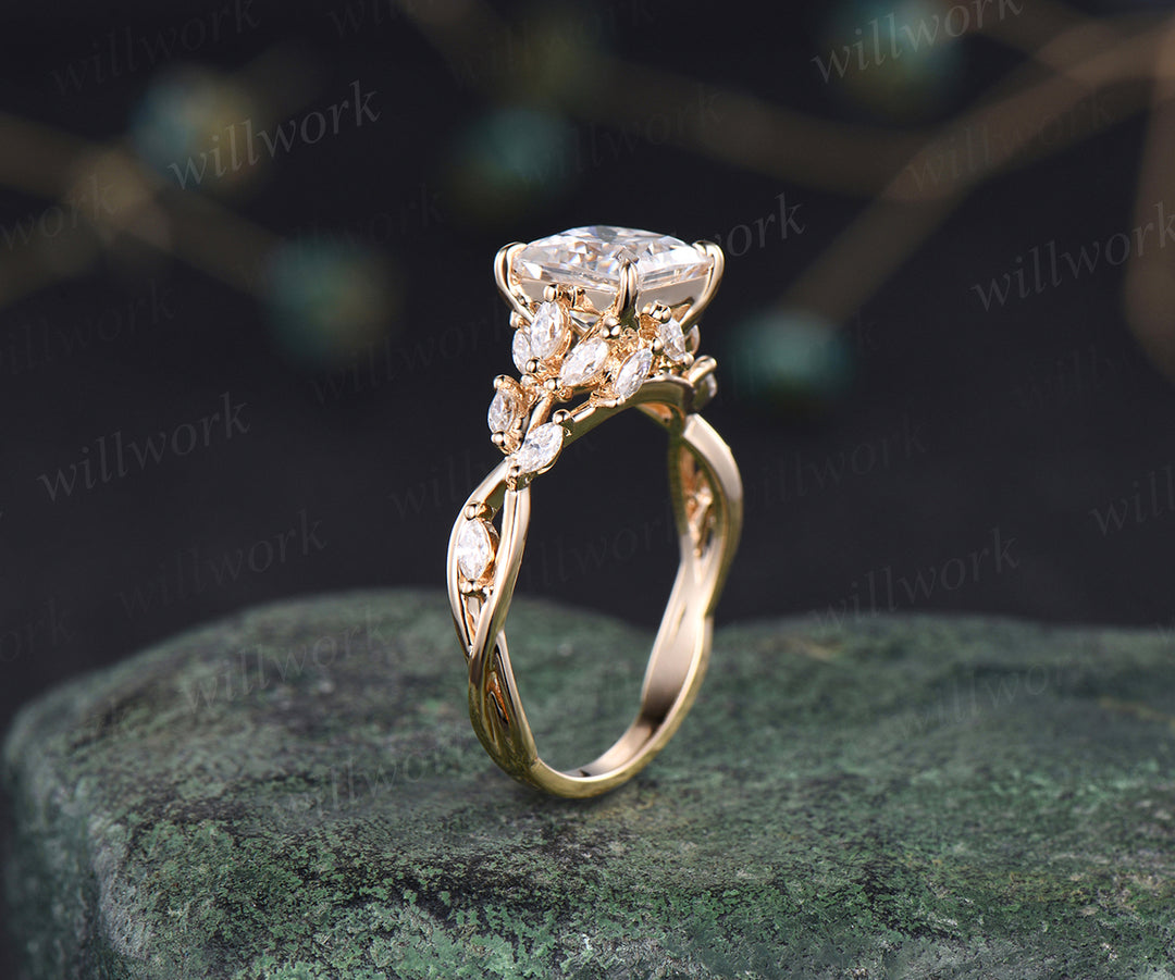 Vintage princess cut moissanite ring marquise floral cluster ring infinity twisted band wedding ring birthday anniversary gifts for her