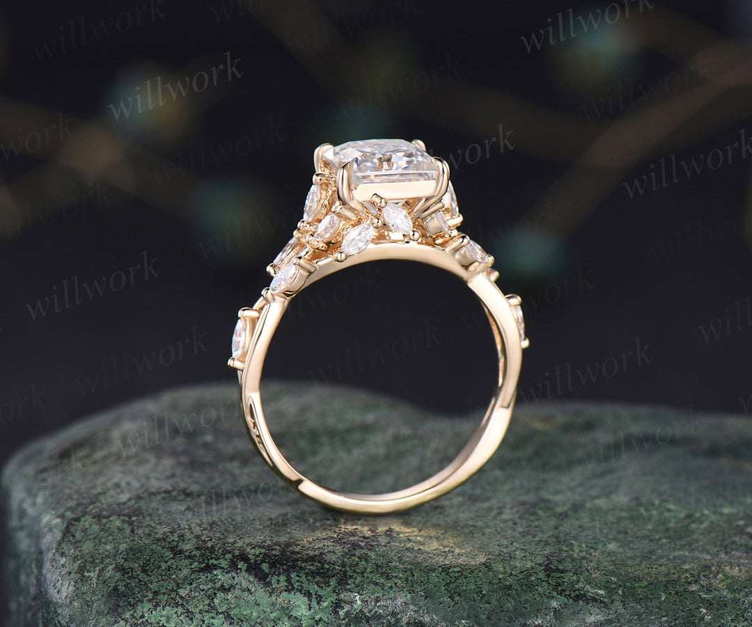 Vintage princess cut moissanite ring marquise floral cluster ring infinity twisted band wedding ring birthday anniversary gifts for her