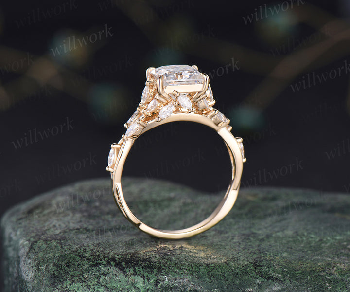 Vintage princess cut moissanite ring marquise floral cluster ring infinity twisted band wedding ring birthday anniversary gifts for her