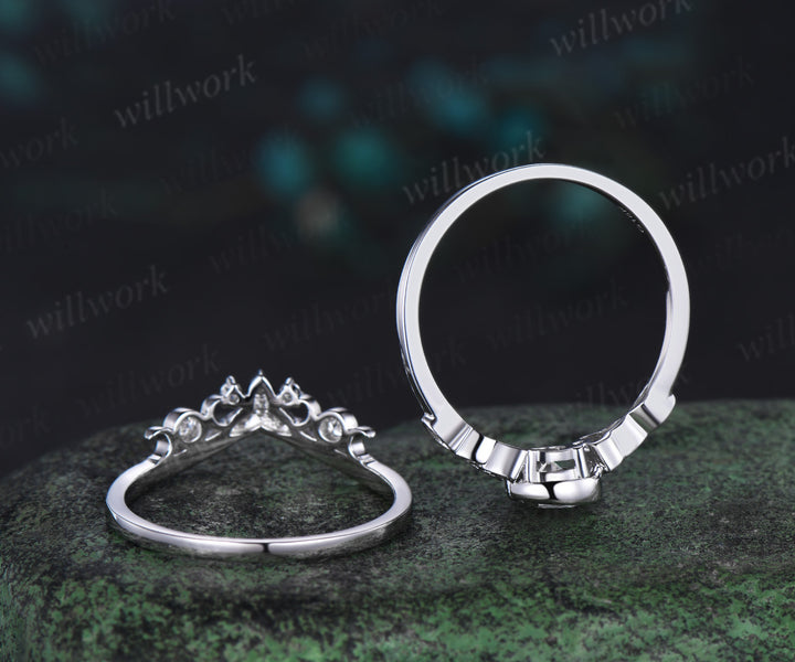 0.5ct round cut IGI Lab grown diamond engagement ring solid 14k 18k white gold Celtic knot promise wedding ring set women Norse Viking Jewelry