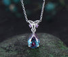 Pear cut alexandrite Necklace solid 14k white gold Celtic knot amethyst Pendant women color change gemstone anniversary gift