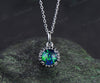 Vintage round black opal necklace unique black diamonds/black spinels pendant necklace wedding anniversary birthday gifts
