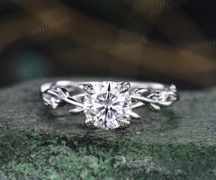 READY TO SHIP: Round Moissanite Engagement Ring -- 10K Yellow Gold -- Ring Size: 7 US