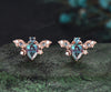 Vintage pear alexandrite stud earrings rose gold moon bat unique earrings June birthstone anniversary gift for women