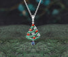 Pear Cut Alexandrite Necklace Ruby Emerald Moissanite Christmas Tree Pendant Xmas Gift for Women