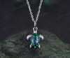 Oval Black Opal Turtle Necklace Cute Sea Turtle Pendant Jewelry Lovely Gift For Her
