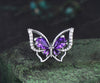 Pear cut amethyst butterfly brooch pave moissanites lapel pins elegant butterfly brooch for women jewelry gifts