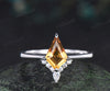 Vintage kite cut citrin engagement ring 4 prongs critinue pear moissanite ring unique brial ring November birthstone jewelry