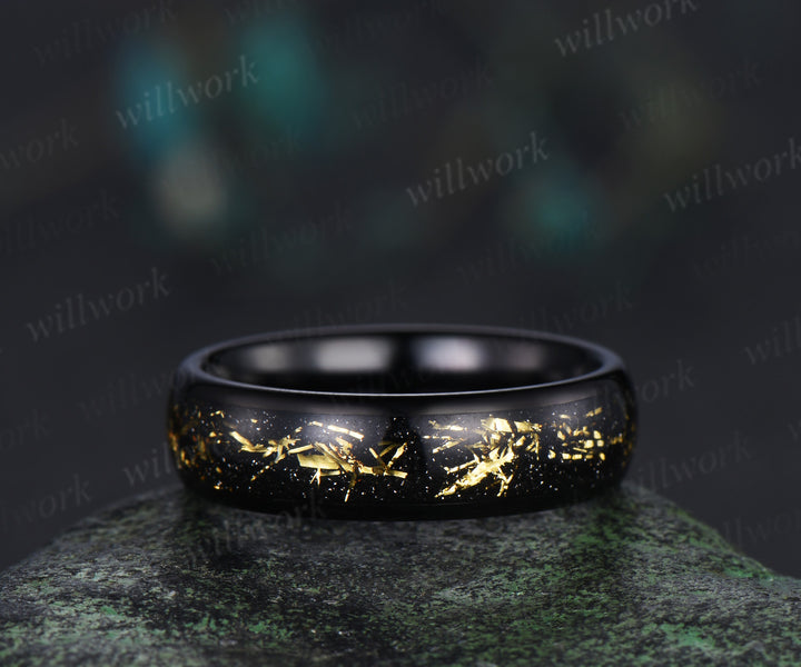 Vintage Kite Cut Citrine Milgrain Split Shank Ring & Bold Tungsten Men Wedding Band Unique Couple Rings