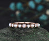 Dainty pearl moissanite wedding band solid 14k rose gold stacking bridal ring women