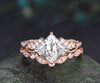 Princess cut IGI lab grown diamond engagement ring set infinity cluster ring milgrain diamond matching band timeless bridal set