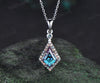 Kite cut alexandrite pendant necklace dainty opal halo pendant color-change gemstone jewelry June Birthstone gift for her