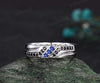 Unique Mens Blue Sapphire Wedding Band Round Cut Band 5mm Solid Gold Ring Mens Black Onyx Handsome Man Rings Matching Band Ring Gift