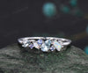 Natural Aquamarine Tanzanite Wedding Band Opal Cluster Multi-Stone Wedding Ring Minimalist 14k White Gold Bridal Anniversary Promise Custom Jewelry