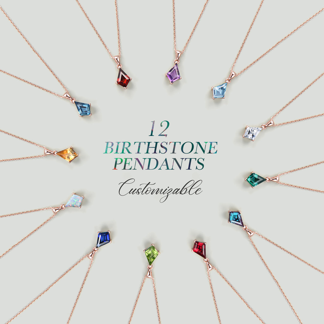 Kite cut Lavender Amethyst necklace solid 14k 18k rose gold vintage unique Personalized pendant women her gemstone anniversary gift mother