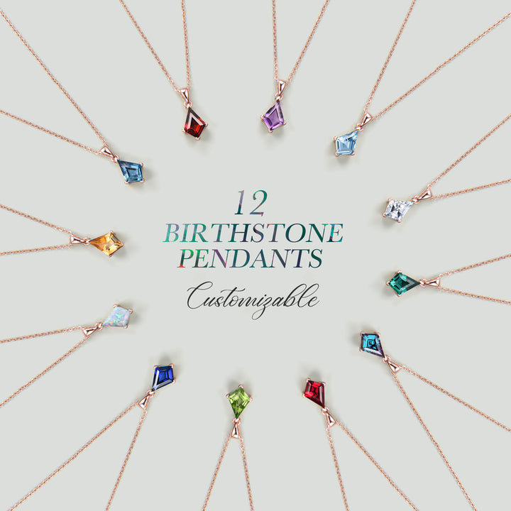 Kite cut Lavender Amethyst necklace solid 14k 18k rose gold vintage unique Personalized pendant women her gemstone anniversary gift mother