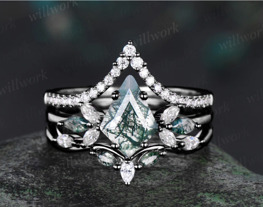 Custom order for Andrew Serafine(3pc ring set, 10k black gold, ring size 6)
