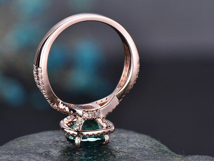 May birthstone ring infinity diamond halo ring green emerald engagement ring rose gold round emerald ring gold vintage unique wedding ring