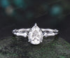 Pear cut IGI Certified Lab grown diamond engagement ring solid 14k white gold vintage claw prong solitaire unique promise wedding ring women