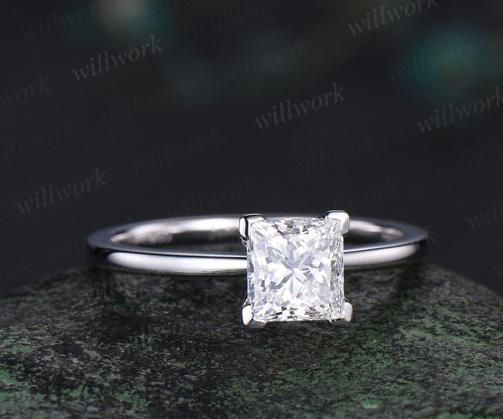 1ct princess cut IGI Certified lab grown diamond engagement ring Solitaire moissanite ring women dainty wedding promise ring women