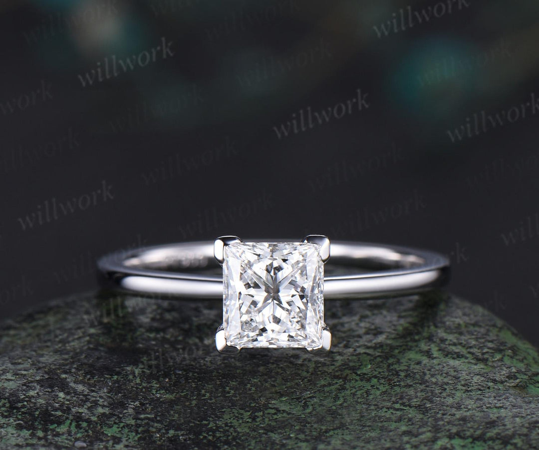 1ct princess cut IGI Certified lab grown diamond engagement ring Solitaire moissanite ring women dainty wedding promise ring women