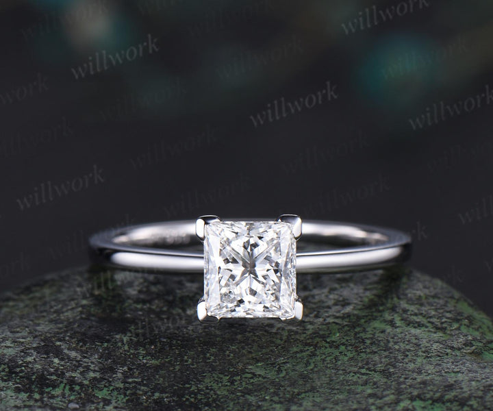 1ct princess cut IGI Certified lab grown diamond engagement ring Solitaire moissanite ring women dainty wedding promise ring women