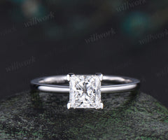 1ct princess cut IGI Certified lab grown diamond engagement ring Solitaire moissanite ring women dainty wedding promise ring women