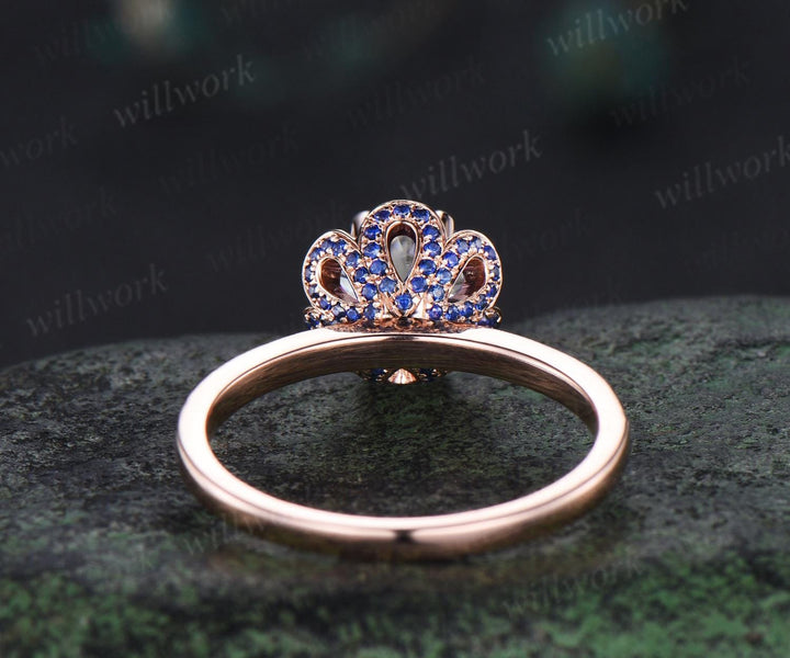 Floral round cut IGI lab grown diamond engagement ring rose gold hidden halo natural sapphire emerald ring half eternity promise ring women