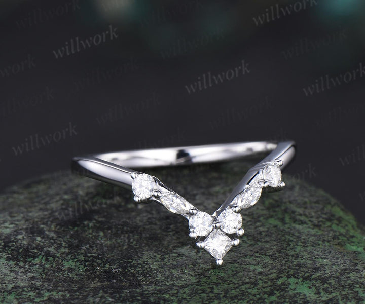 Oval natural moss agate ring vintage halo kite princess engagement ring set solid 14k white gold unique bridal set women jewelry