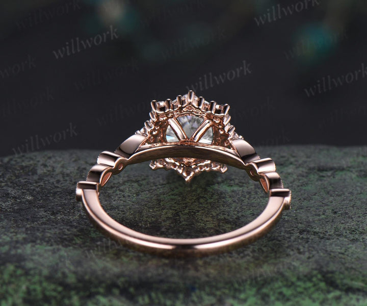 1ct round cut IGI Lab grown diamond engagement ring halo snowdrift milgrain natural diamond promise ring her unique wedding ring women
