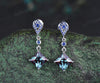 Princess cut Alexandrite earrings 14k white gold kite halo sapphire drop earrings women June birthstone dainty anniversary gift for her