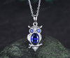 Unique Owl Sapphire Necklace Personalized Pendant Necklace 14k 18k White Gold Pendant Night Owl Animal Inspired Promise Gift