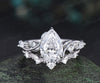 2 Carat Pear Lab Grown Diamond IGI Engagement Ring Nature Inspired Diamond Wedding Ring White Gold Diamond Bridal Ring for Her