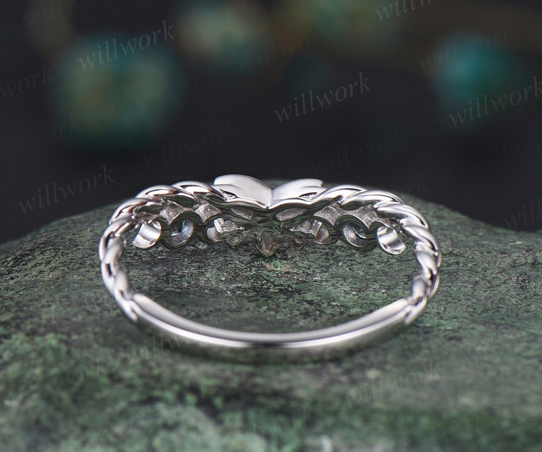 Alexandrite wedding band unique twisted color change gemstone ring for women celtic knot moon white gold wedding ring band unique bridal ring