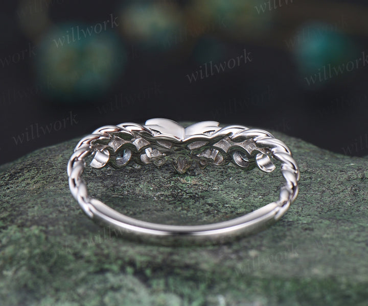 Alexandrite wedding band unique twisted color change gemstone ring for women celtic knot moon white gold wedding ring band unique bridal ring